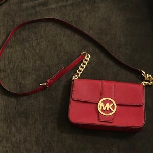 Michael Kors Coated Red Leather Crossbody (1 use)